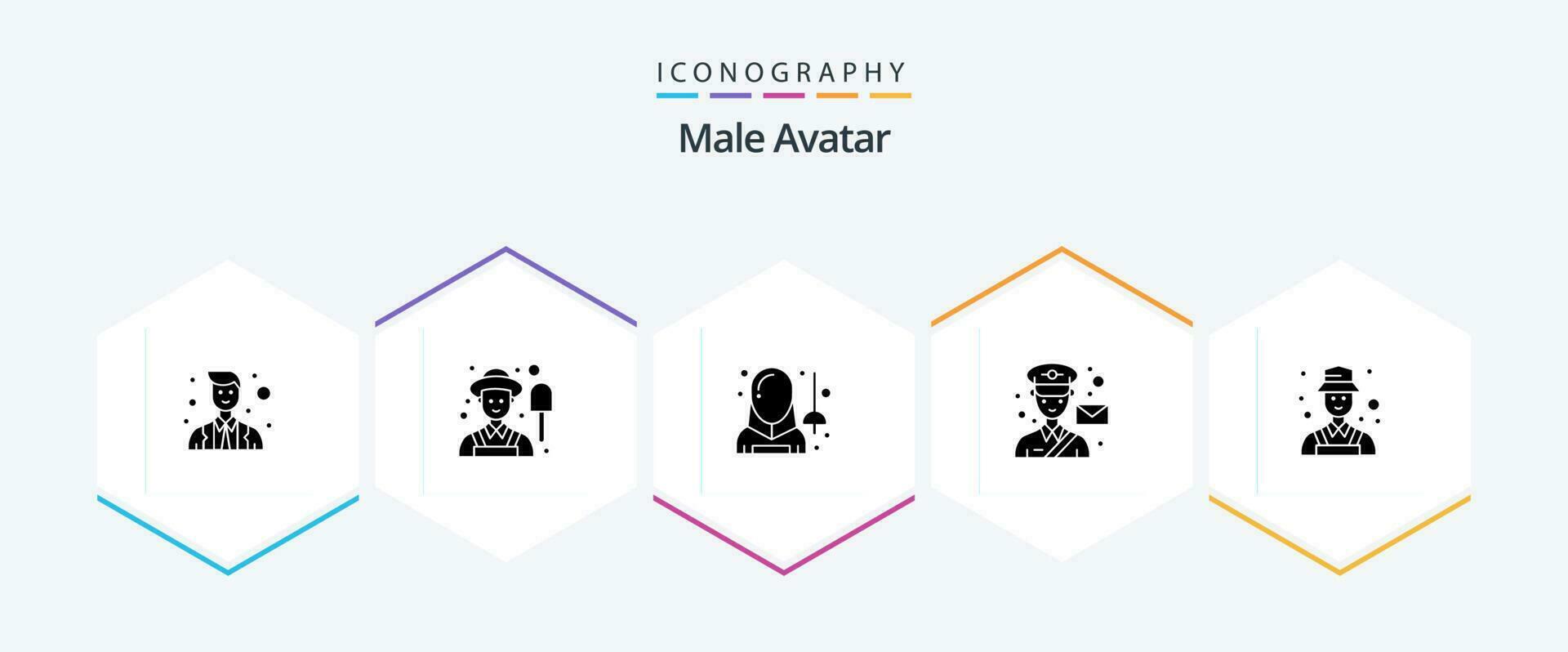 Male Avatar 25 Glyph icon pack including avatar. post. avatar. man. avatar vector