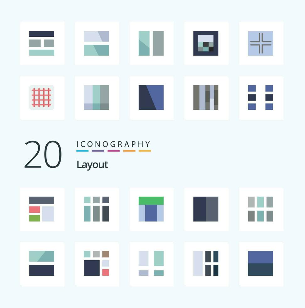 20 Layout Flat Color icon Pack like frame layout grid image collage vector