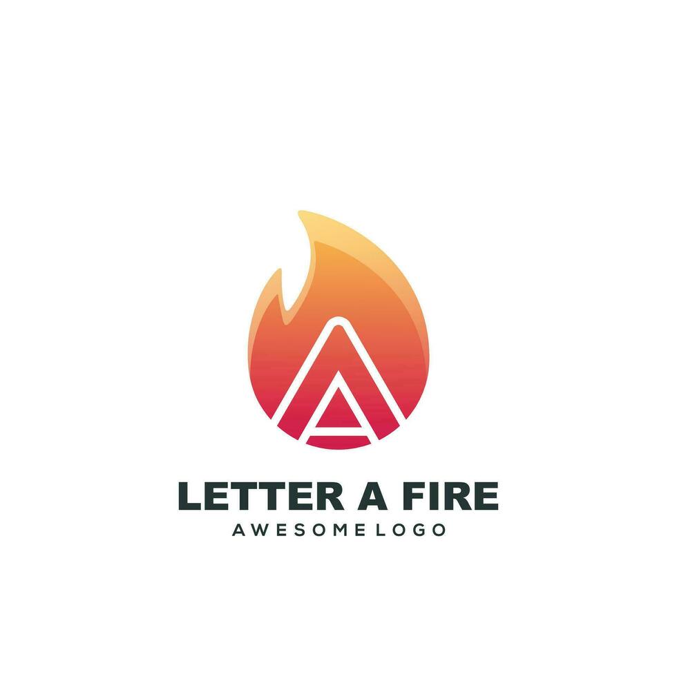 logo modelo letra un fuego degradado vistoso logo vector