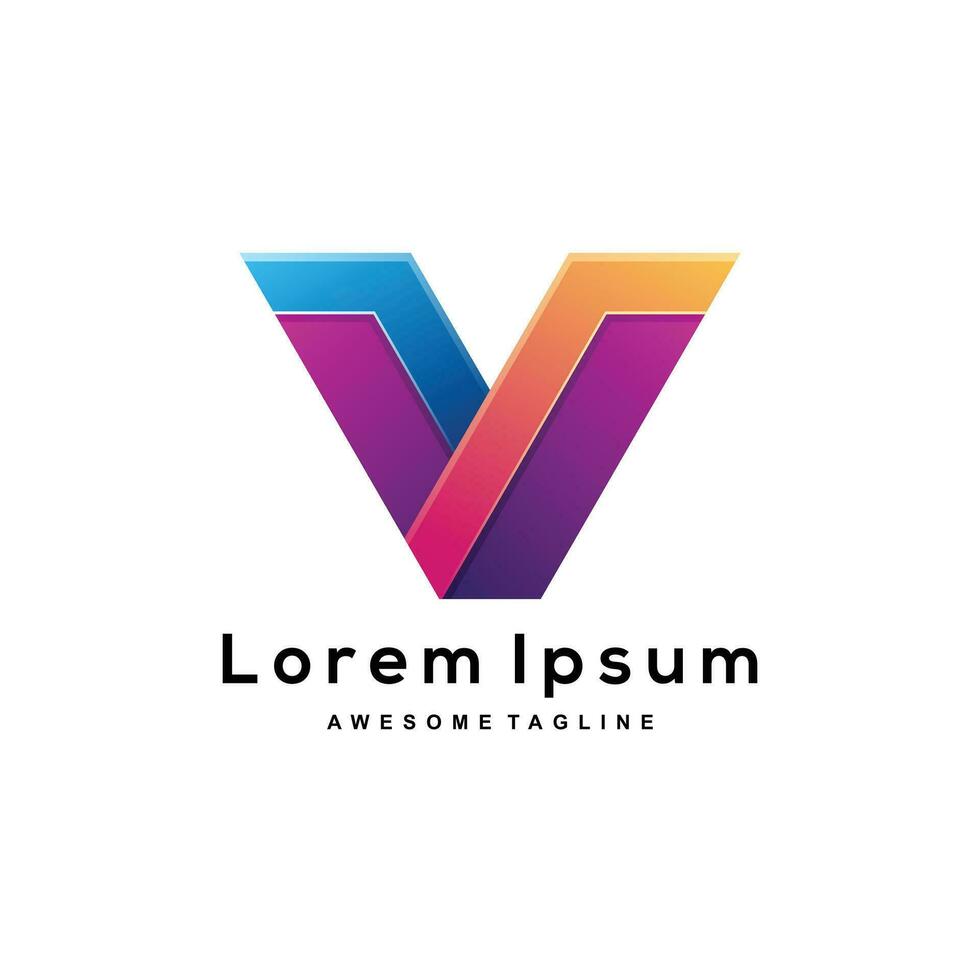 Letter V gradient logo design colorful vector