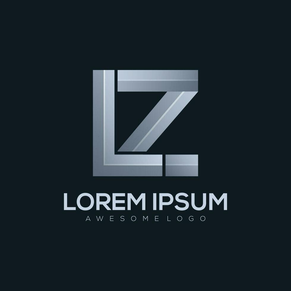 letter L Z logo template in silver color vector