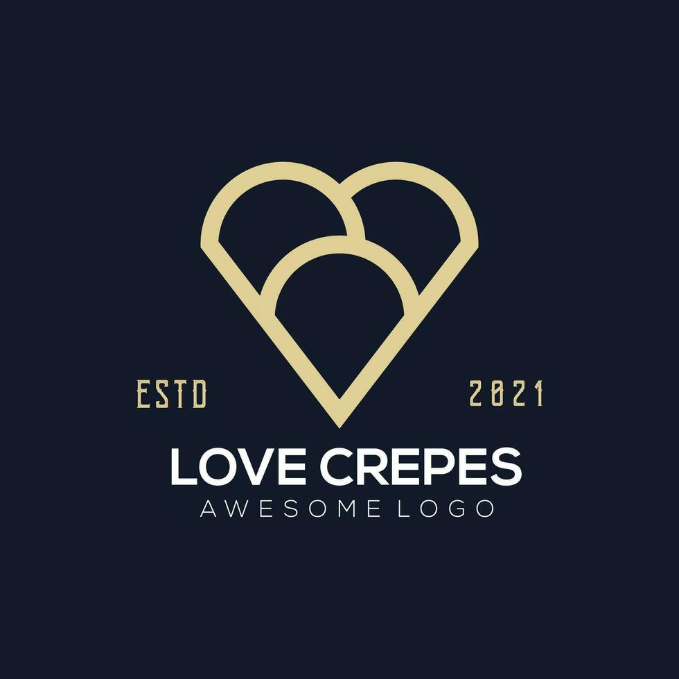 Luxury love crepes  logo illustration for your company vector