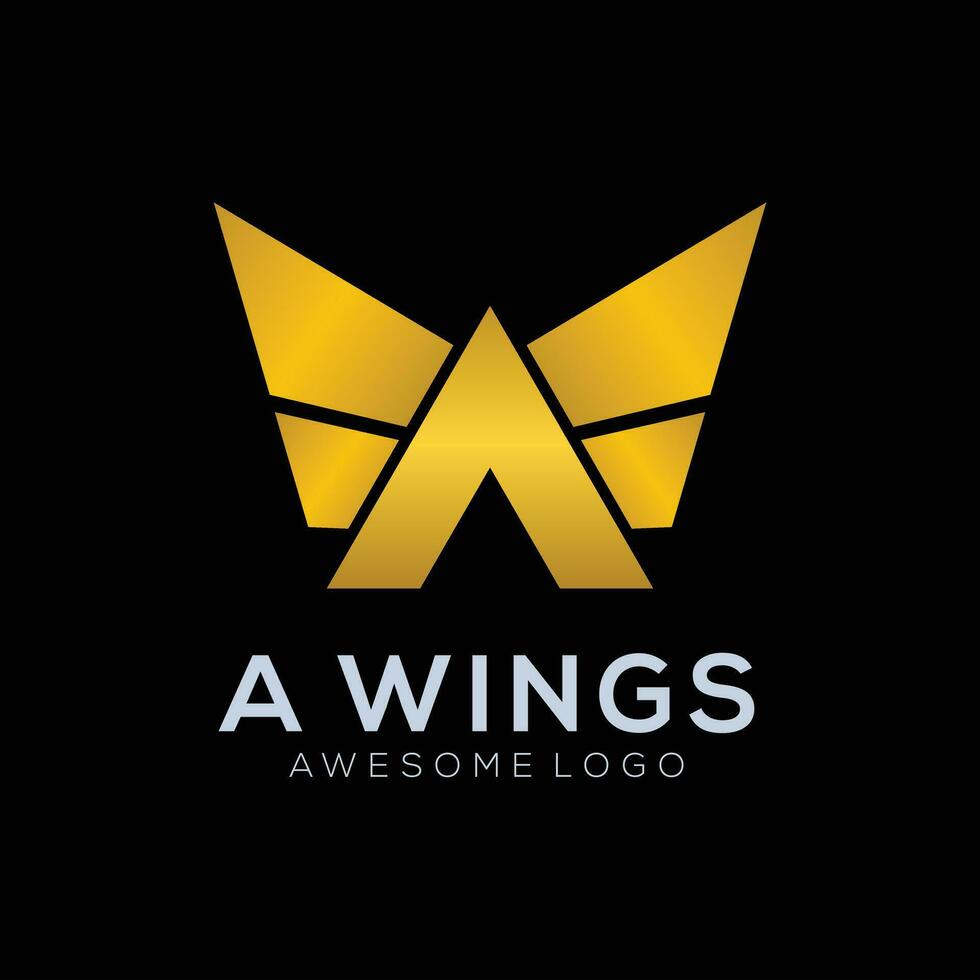 lujo letra un alas logo modelo en oro color vector