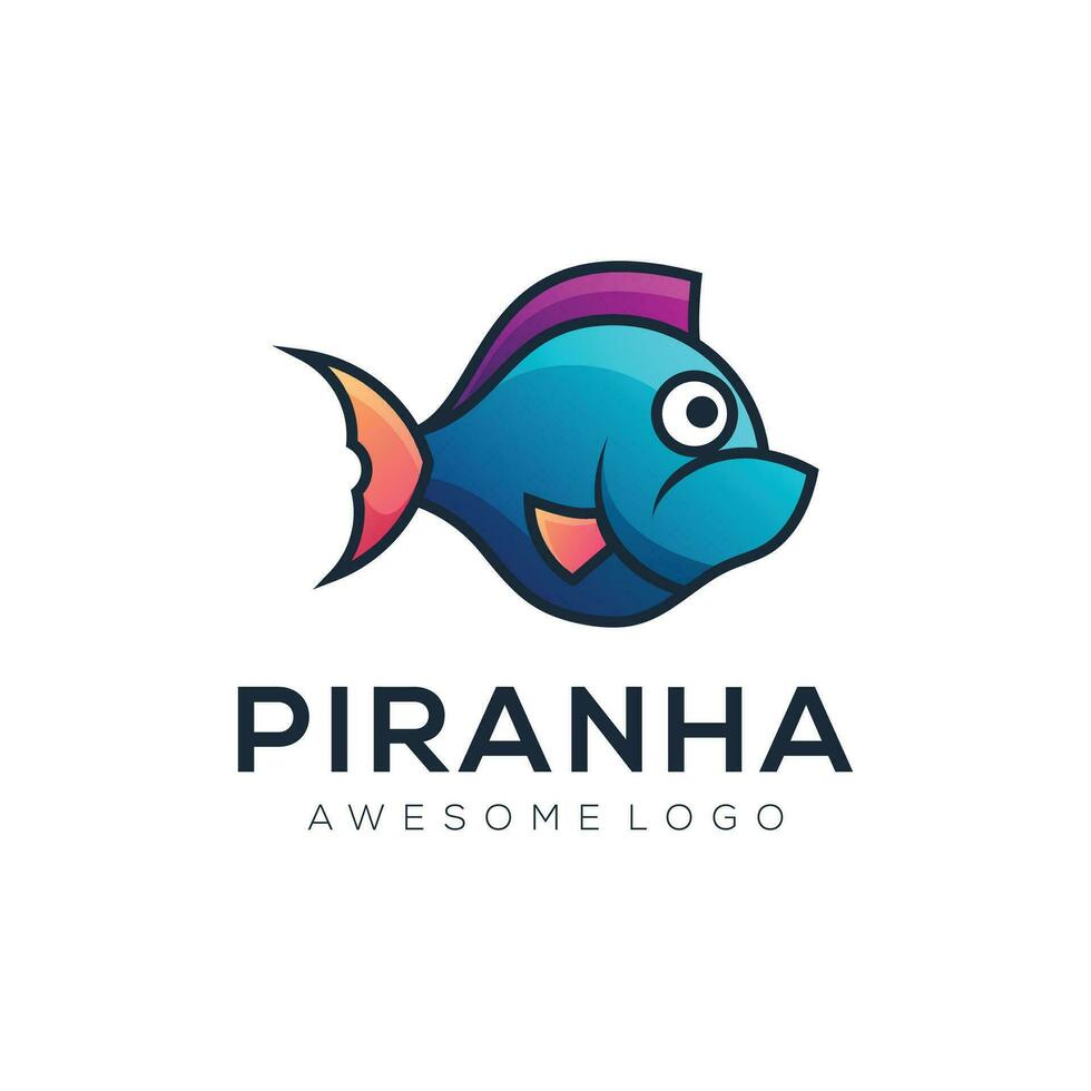 logo ilustración piraña color vector