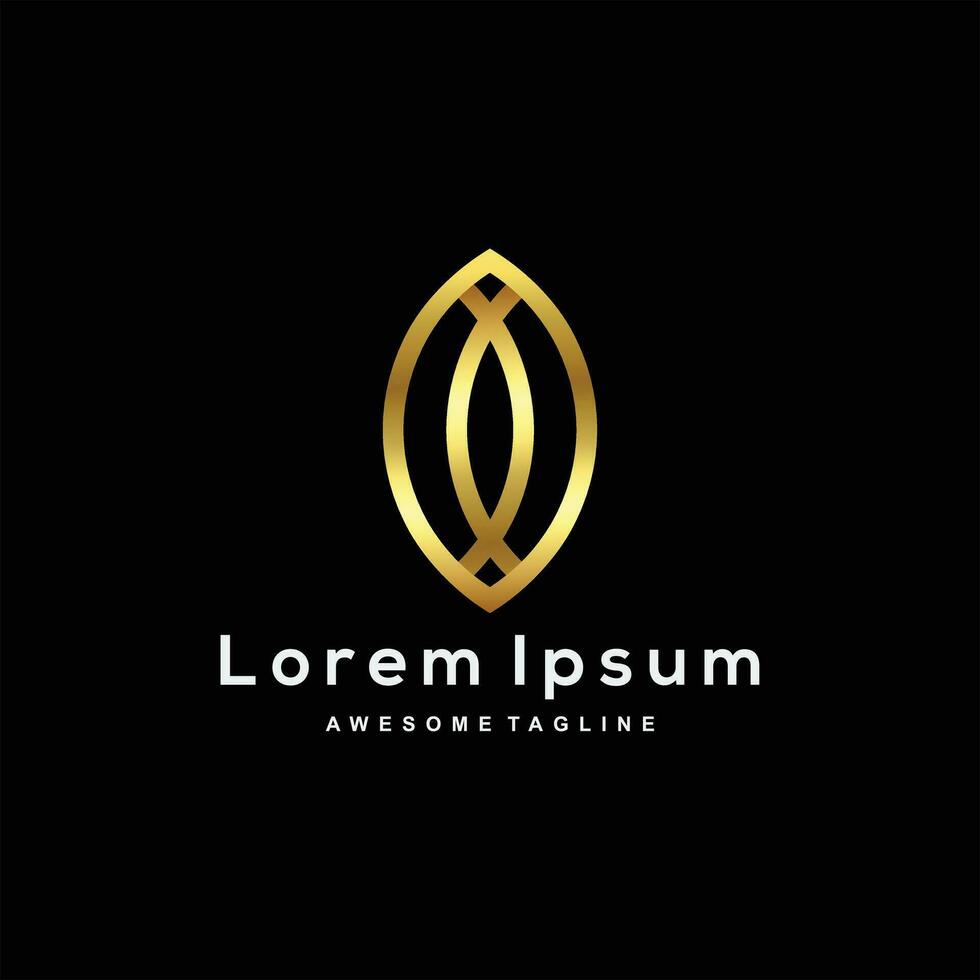 Luxury Leaf gold color logo template vector