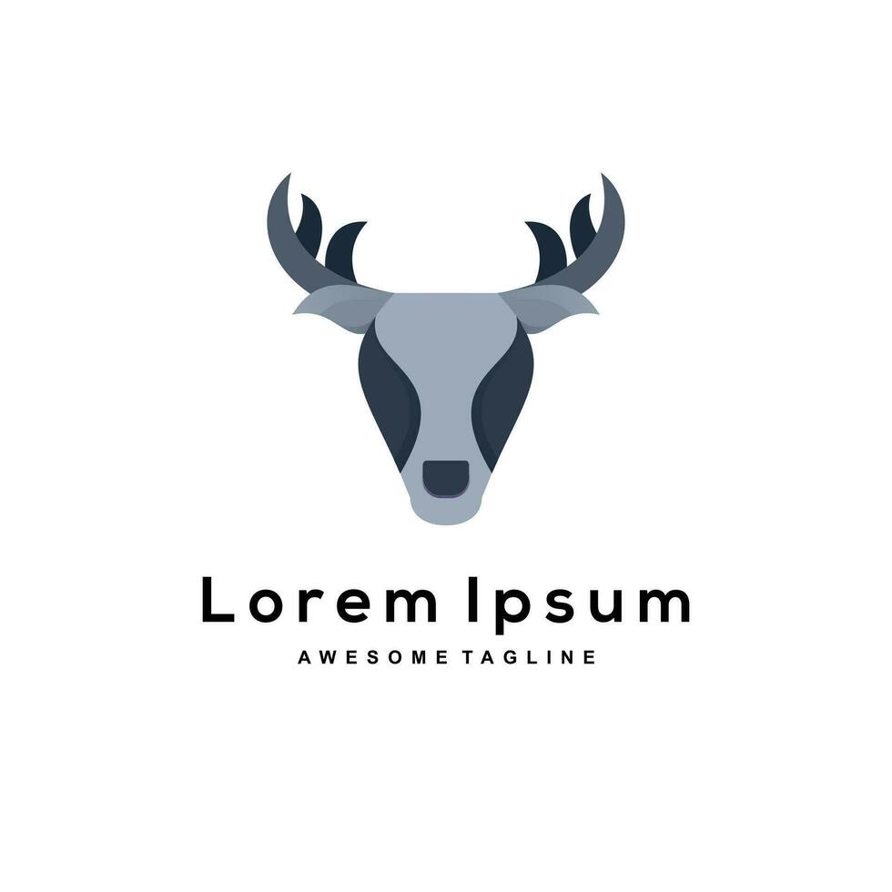 Head deer gradient logo design color vector