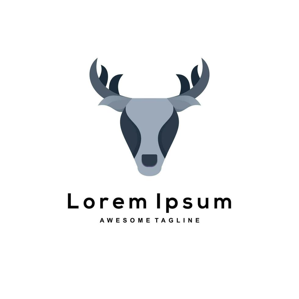 Head deer gradient logo design color vector