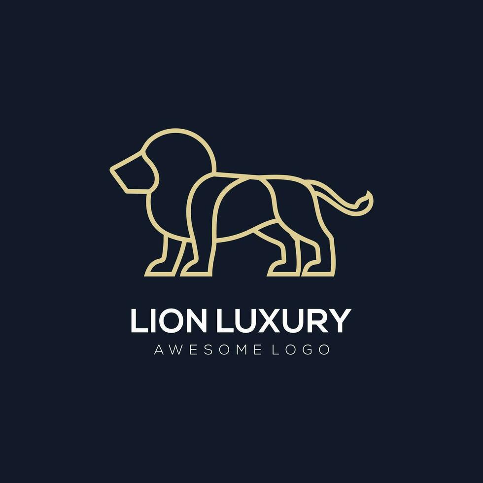 Luxury lion line logo illustration gold color for the company vector