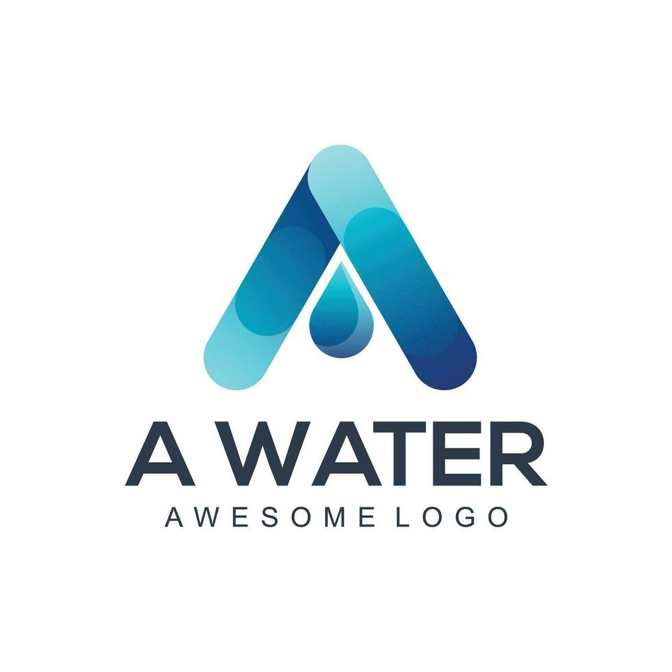 letter A water monogram serif logo design vector