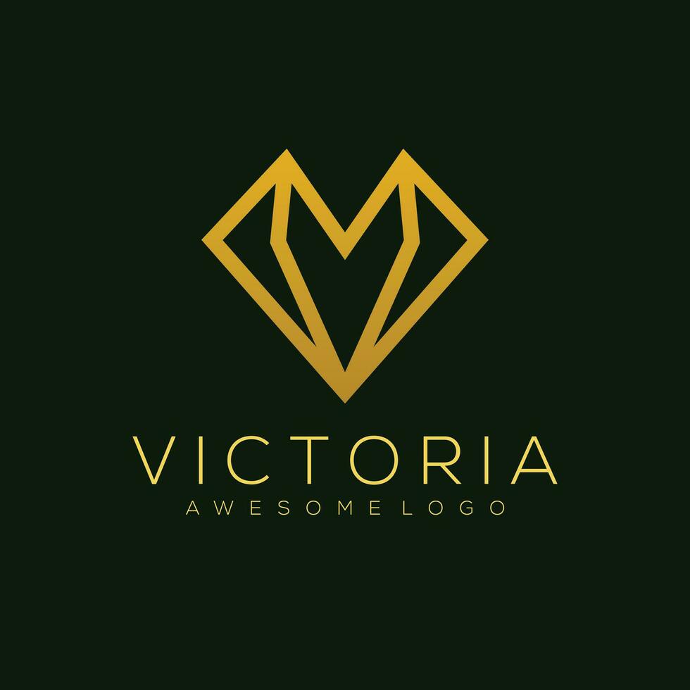 Letter V love  luxury logo template color vector