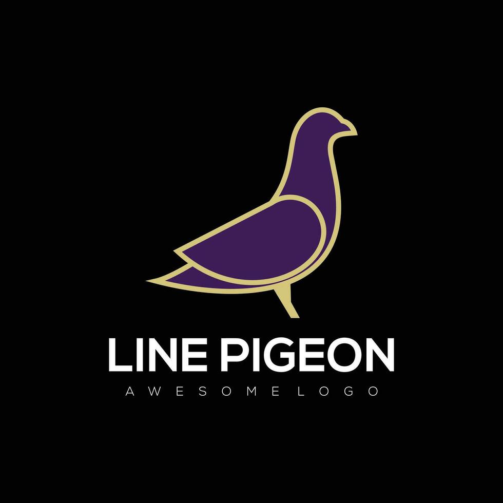 Elegant color line pigeon logo template vector