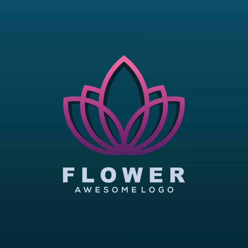 Vector logo illustration flower line art style
