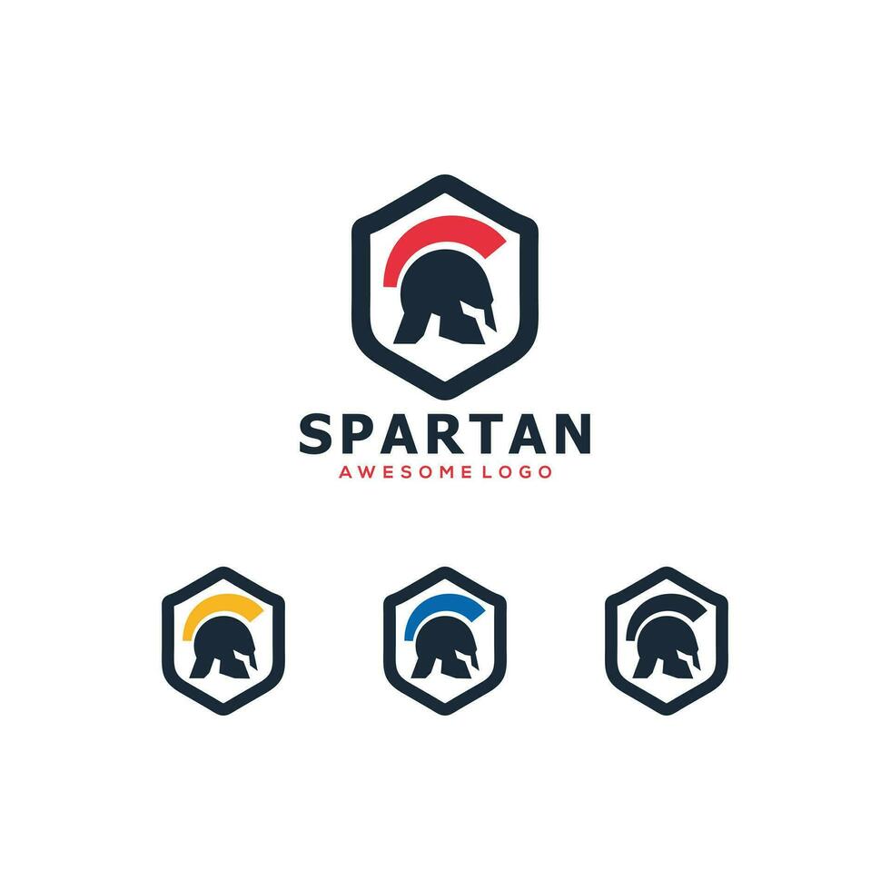 Set  spartan logo design vector flat color for your company