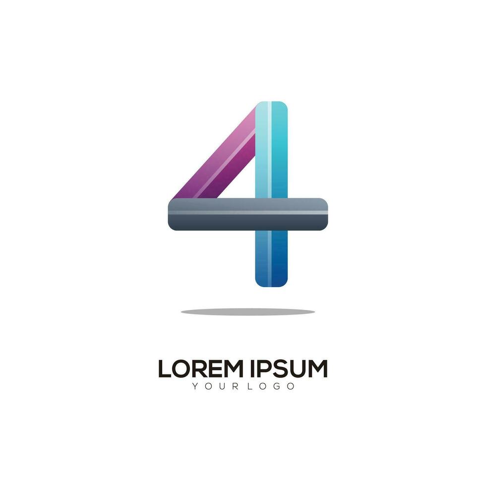 Number 4 logo colorful gradient vector