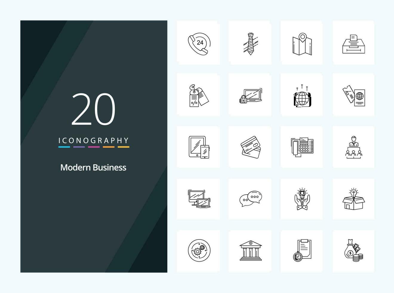 20 Modern Business Outline icon for presentation vector