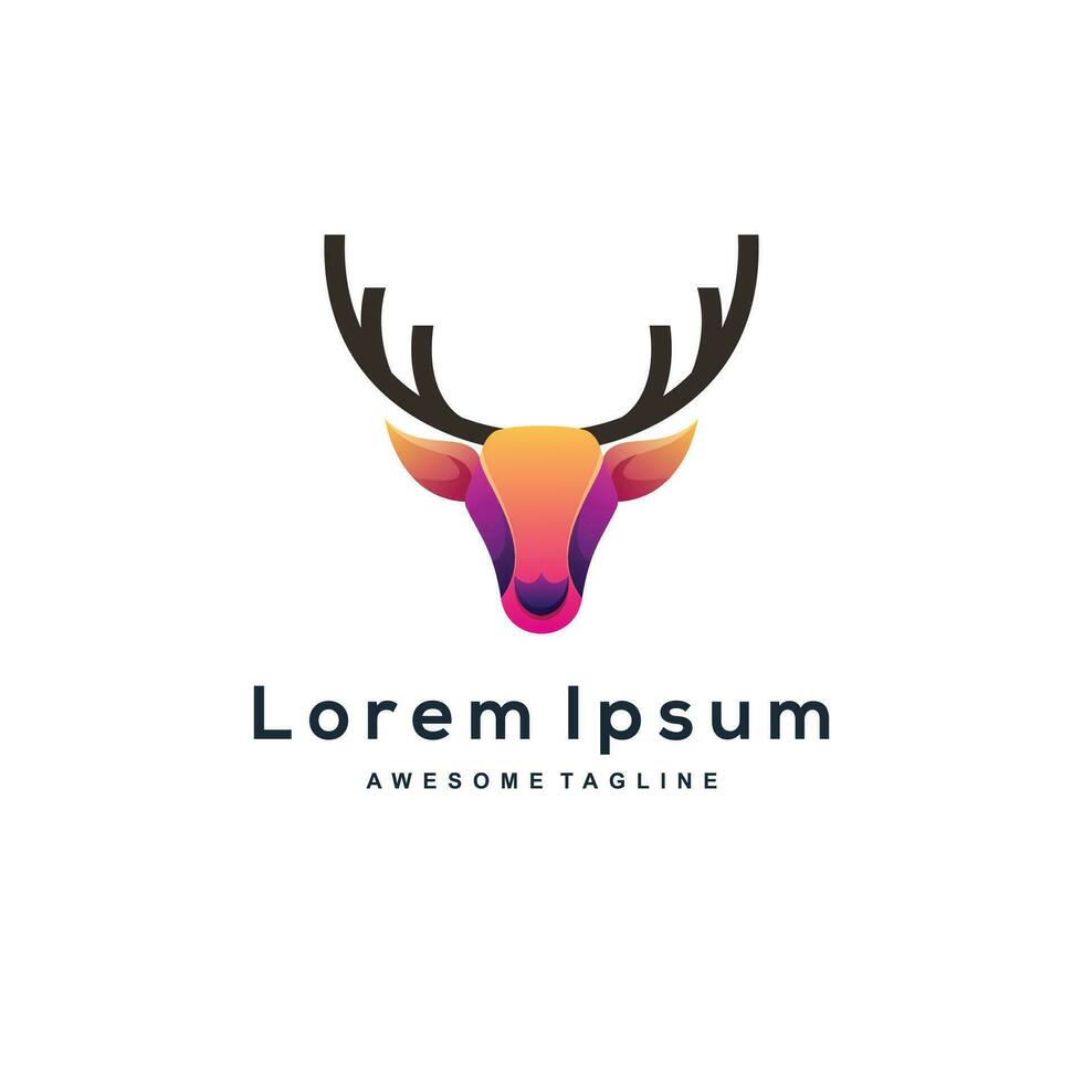 Vector logo illustration deer gradient colorful style