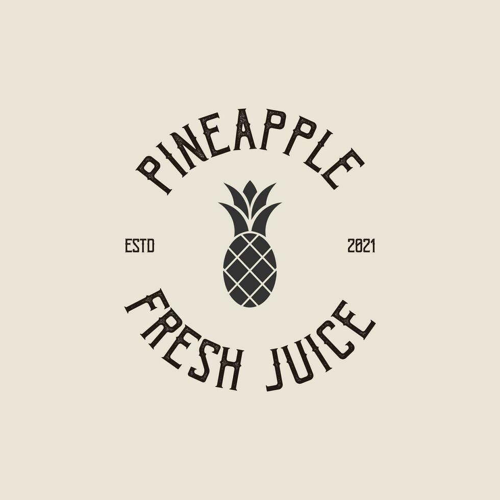 Retro pineapple juice logo template vector