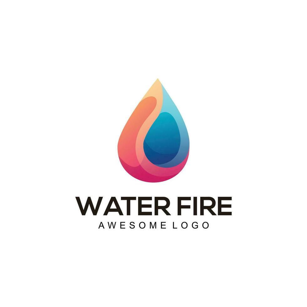 Water fire gradient colorful logo template design vector