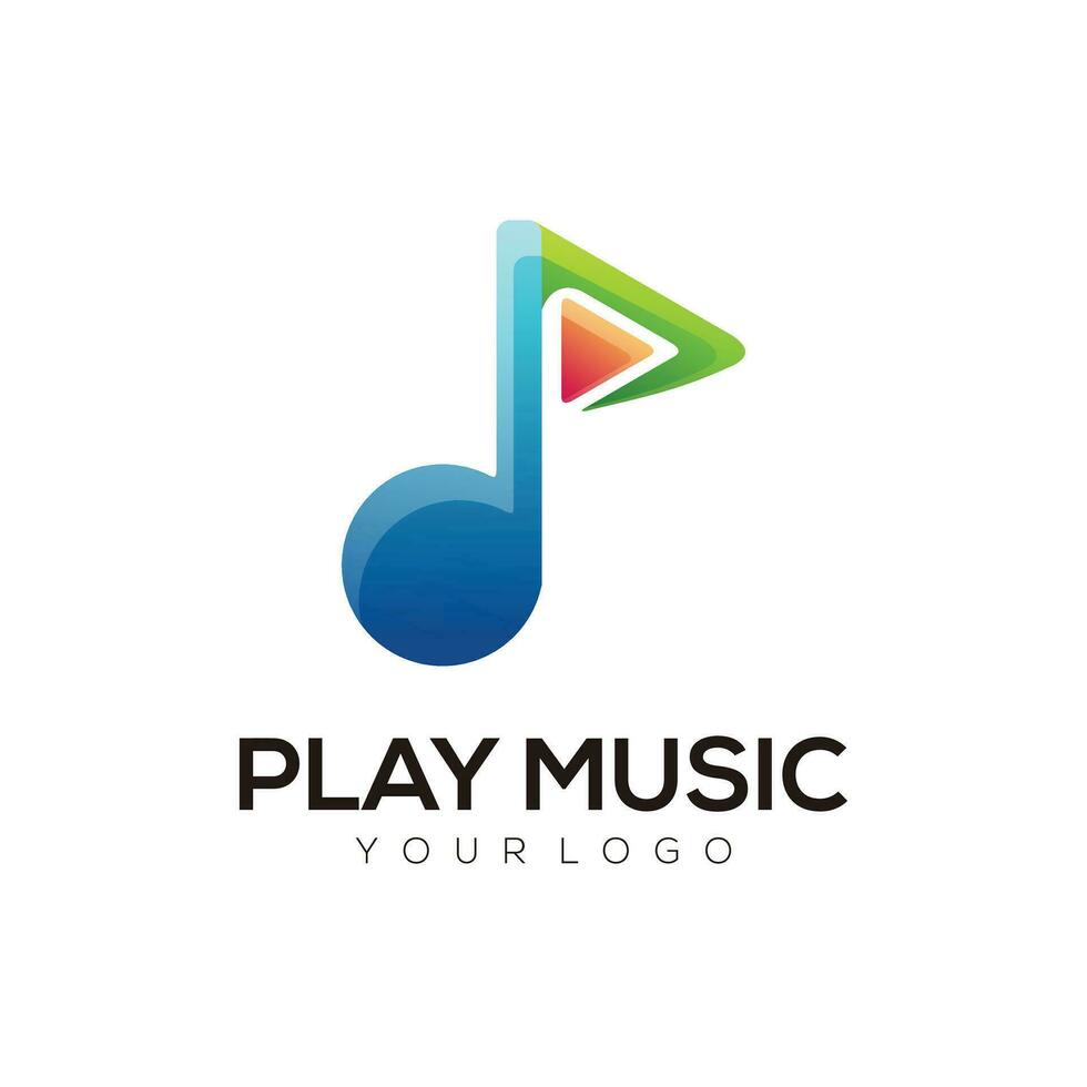 Logo illustration play music gradient colorful style vector