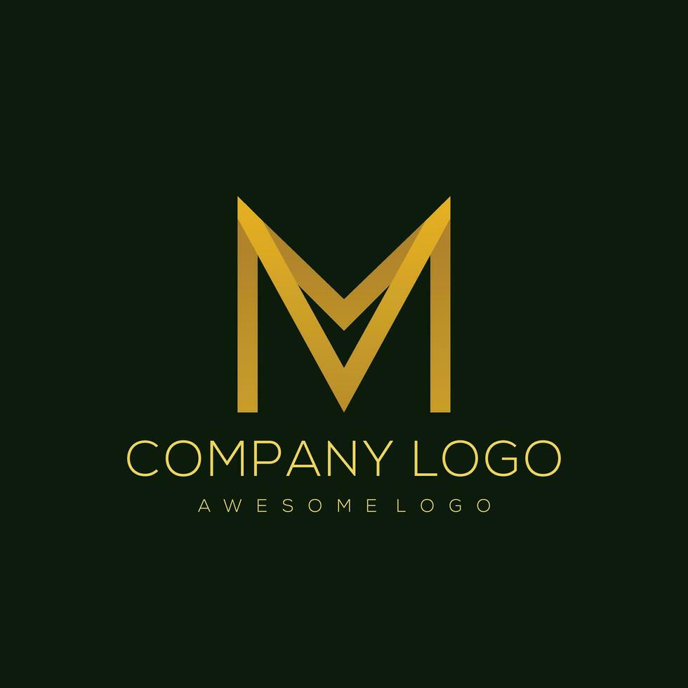 V M letter initial logo luxury gold color vector