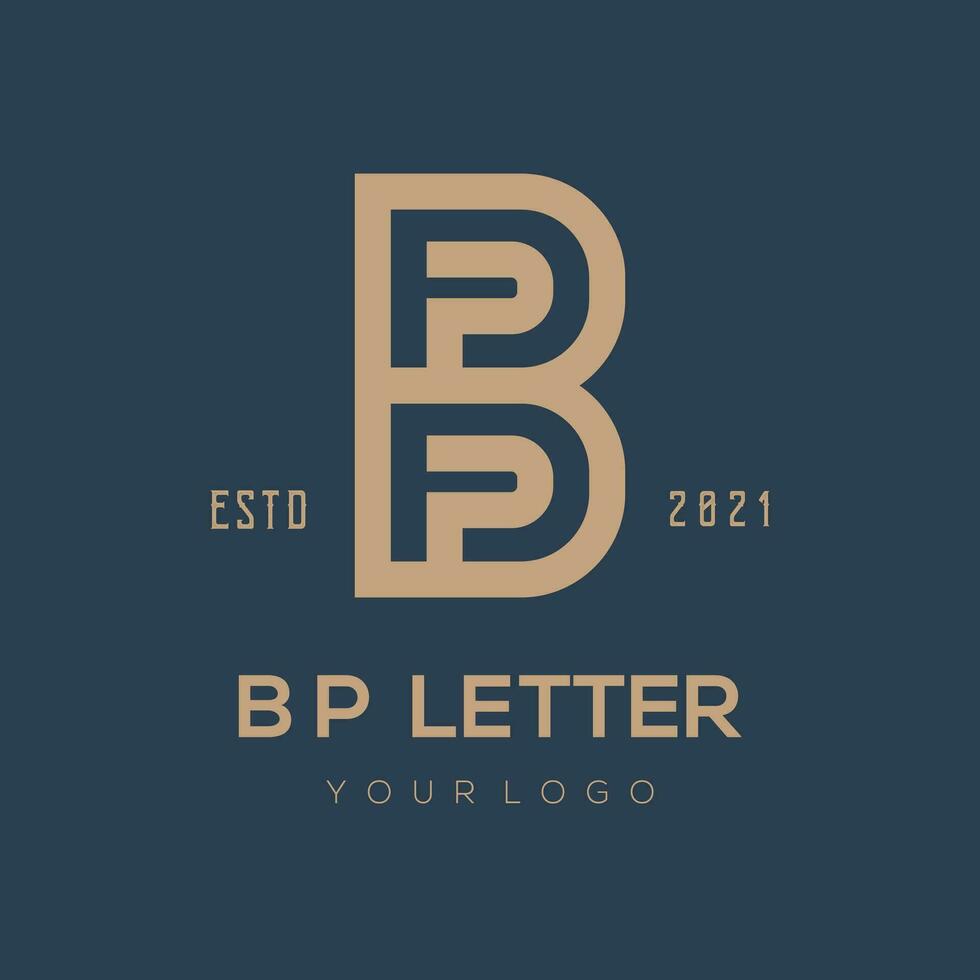 B P letter logo design vector flat color