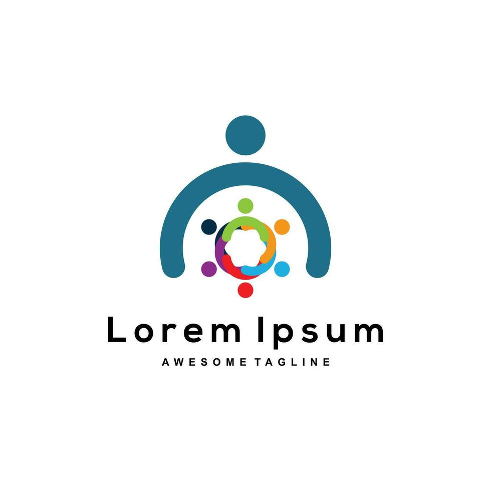 Logo people template design vector