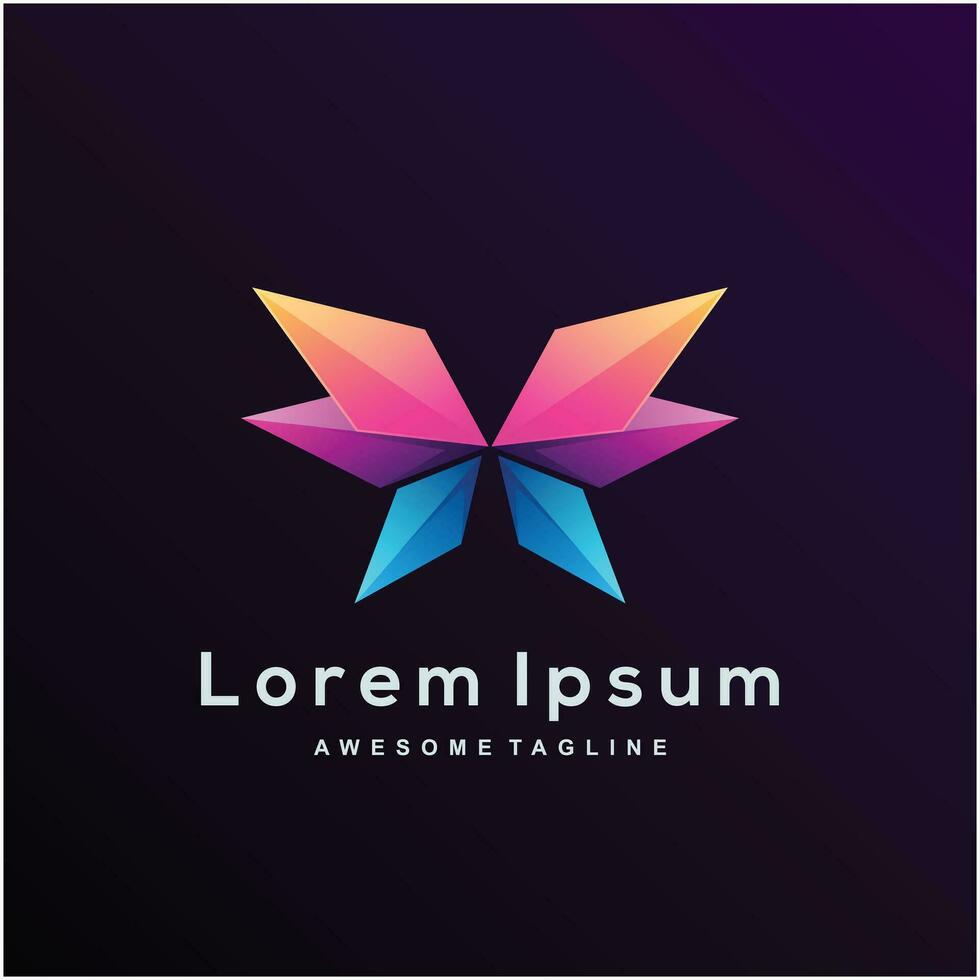 Butterfly geometric colorful logo template vector