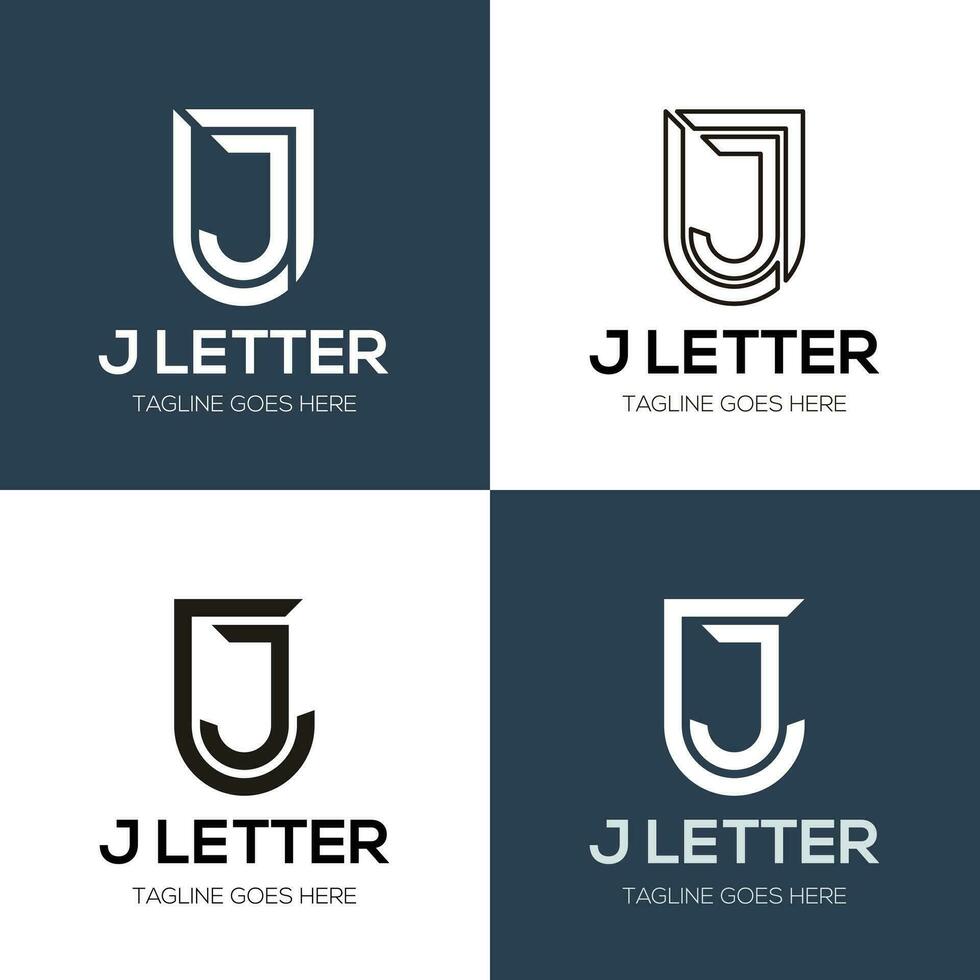 Set of abstract initial letter J logo design template. icons for business of luxury, elegant, simple vector