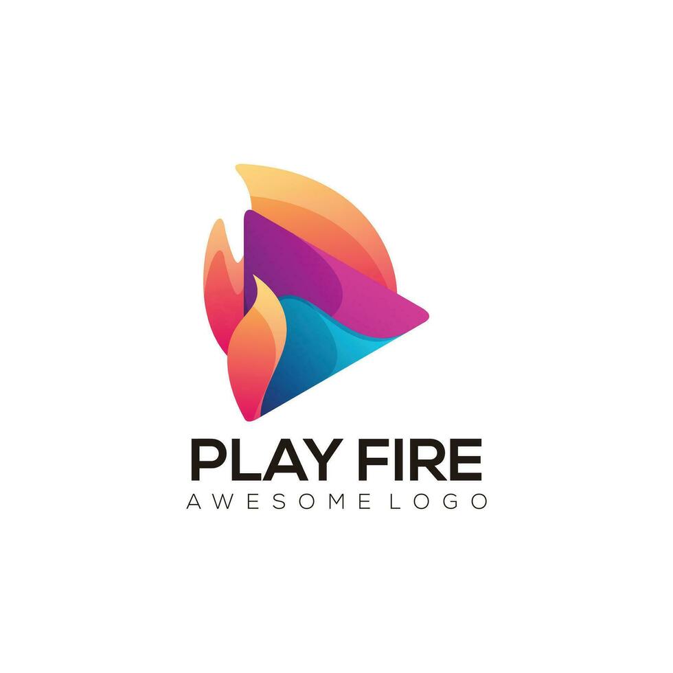 jugar fuego vistoso logo ilustración vector