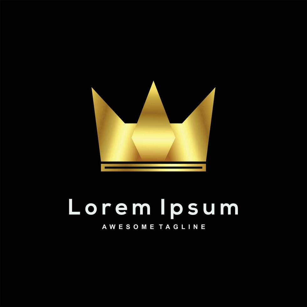 Luxury crown gold color logo template vector