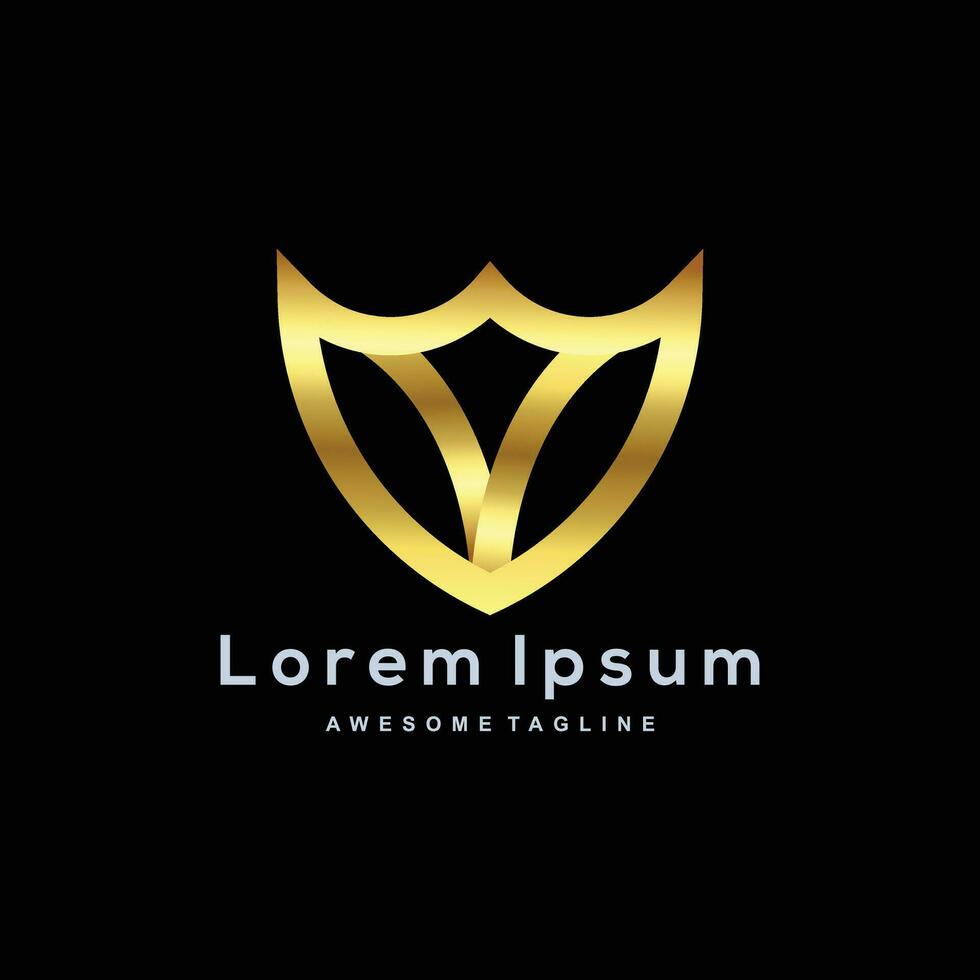Luxury Shield with gold color logo template vector