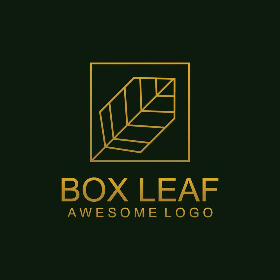 lujo hoja caja línea logo ilustración vector