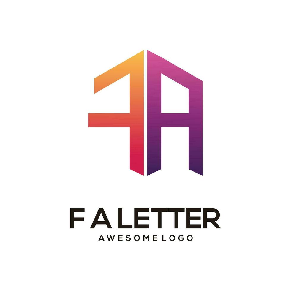 F A letter logo initials colorful gradient abstract vector