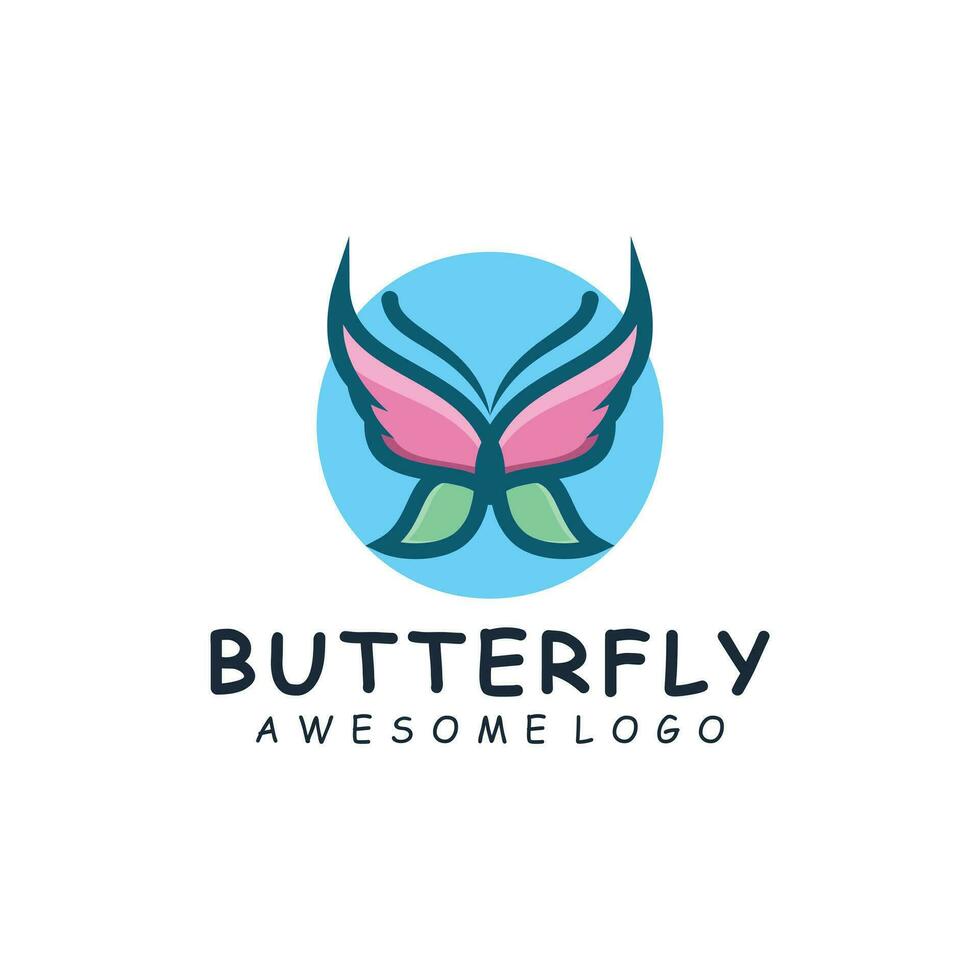 mariposa logo ilustración color vector