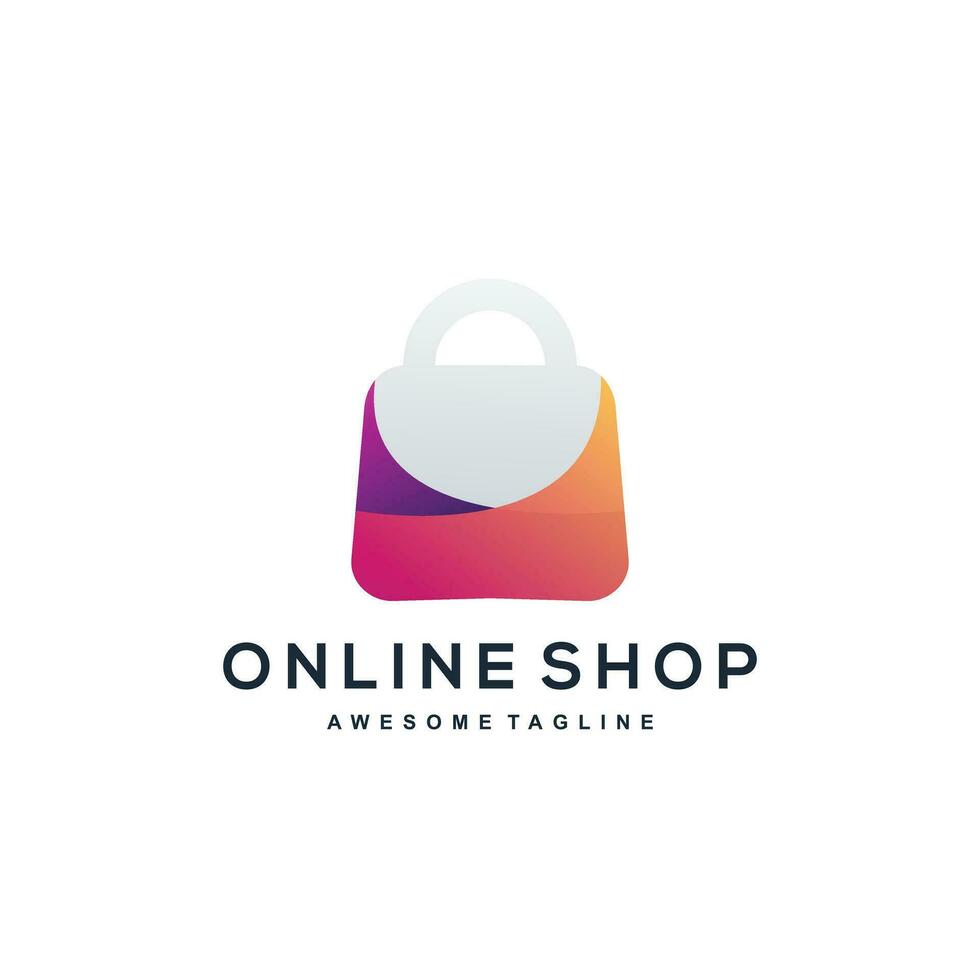 Online market gradient logo design color vector