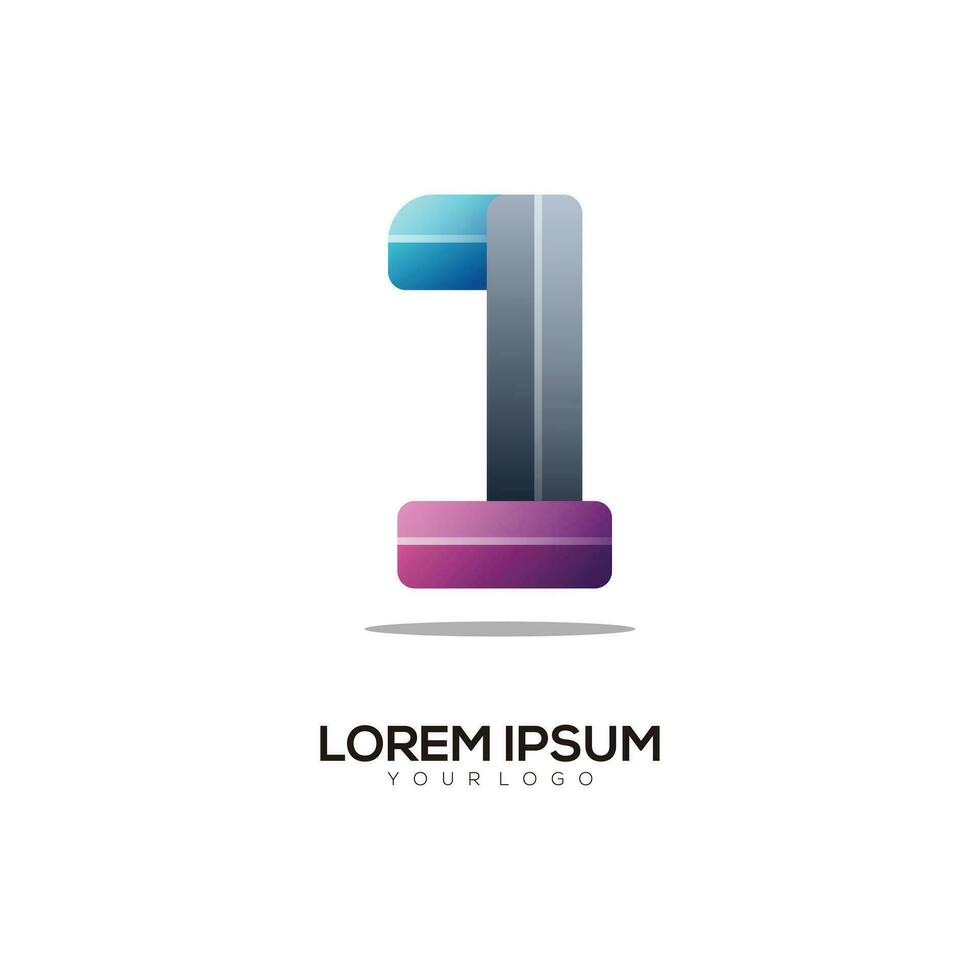 Number 1 logo colorful gradient vector