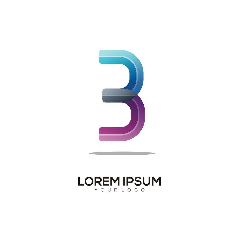 Number 3 logo colorful gradient vector