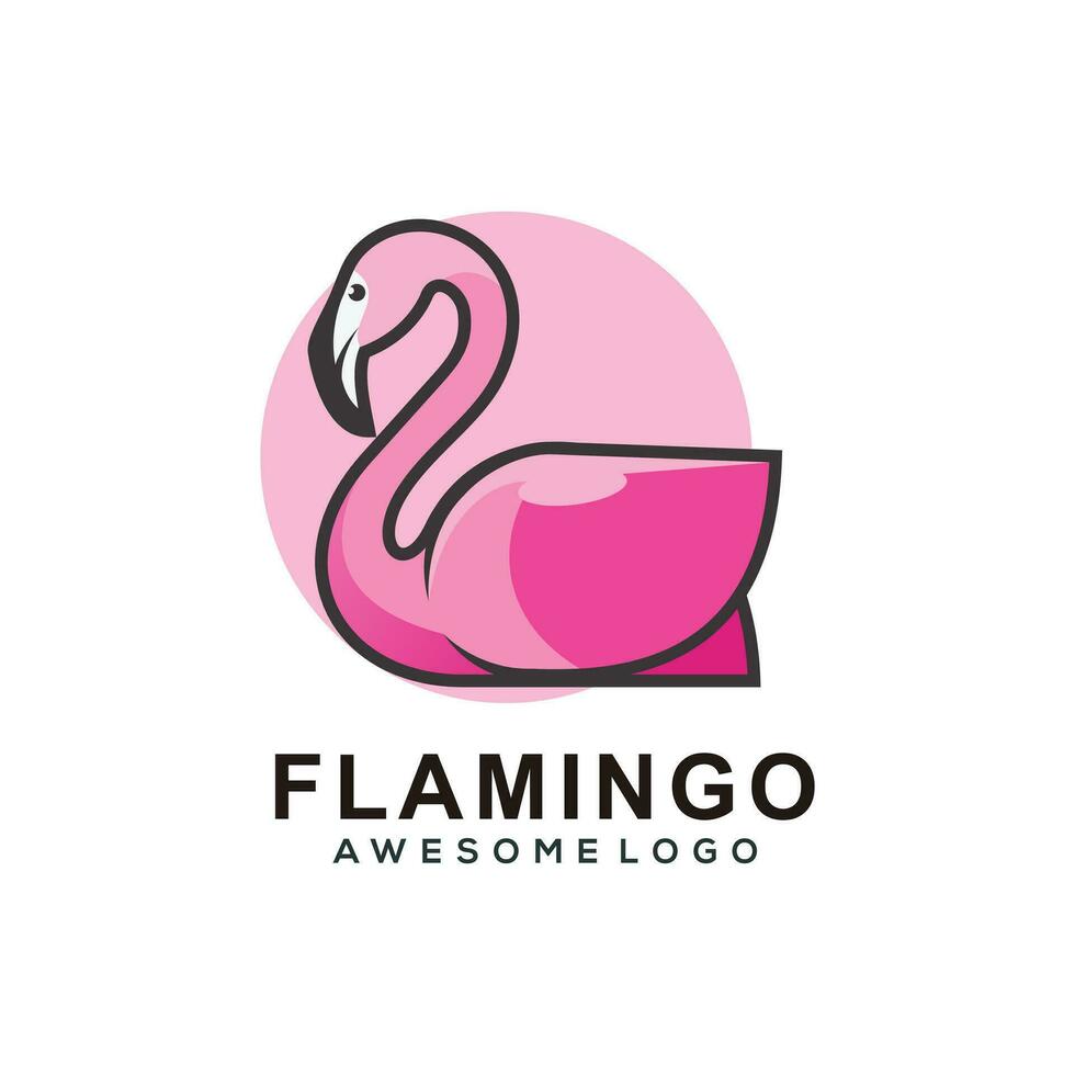 Vector logo illustration flamingo simple mascot style