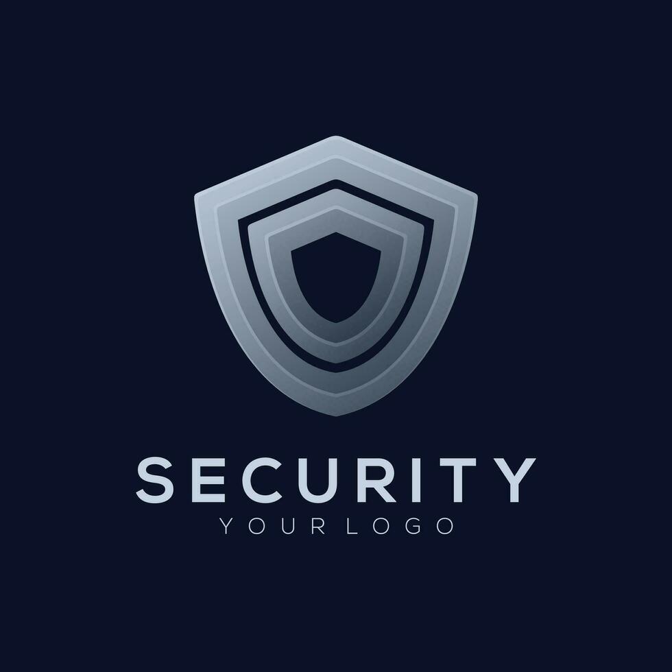 Logo illustration security gradient silver style vector