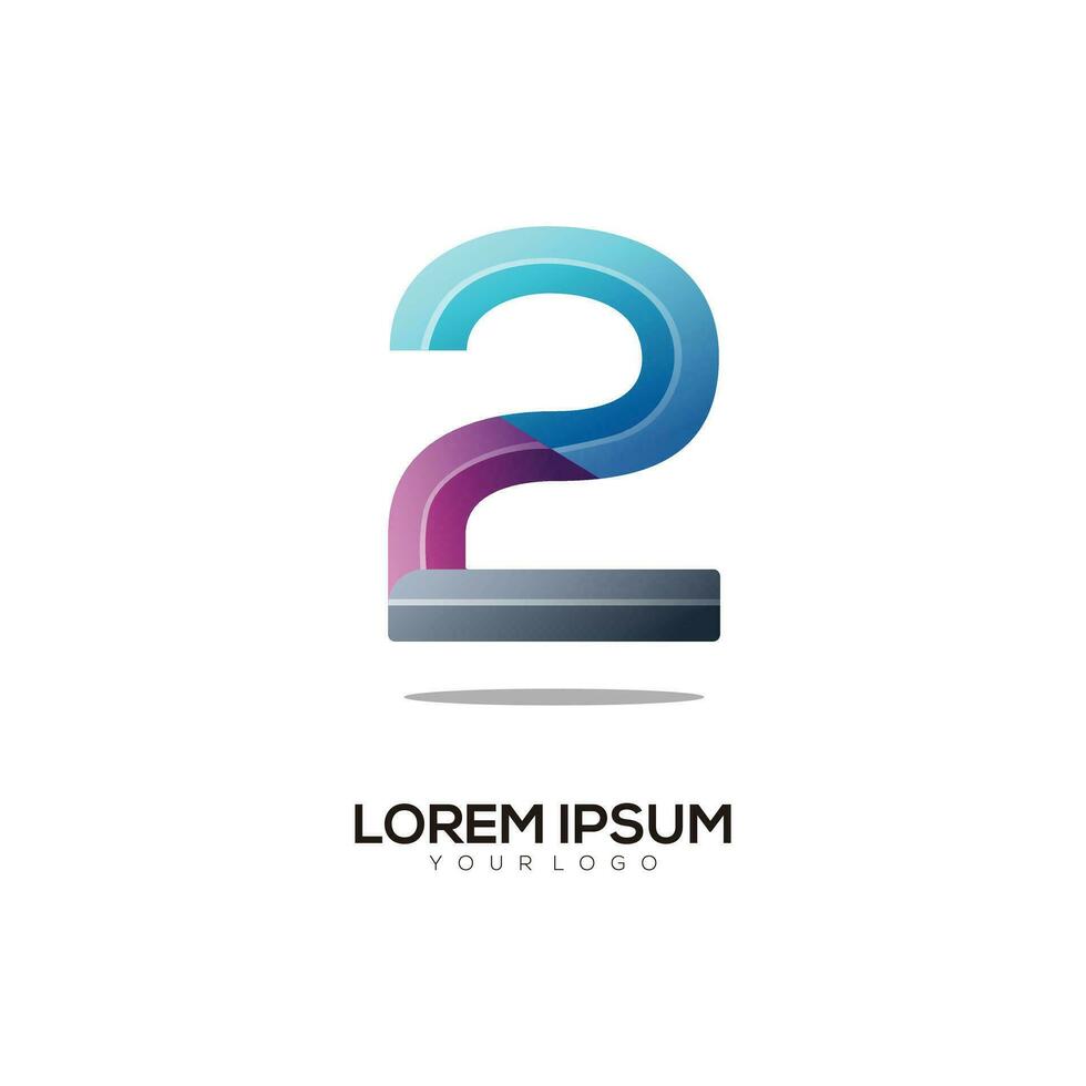 Number 2 logo colorful gradient vector