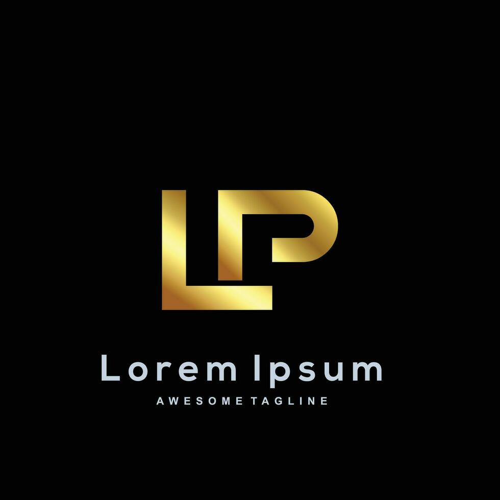 Luxury letter P and L with gold color logo template vector