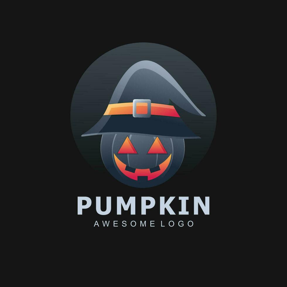 Elegant colorful pumpkin halloween logo gradient vector