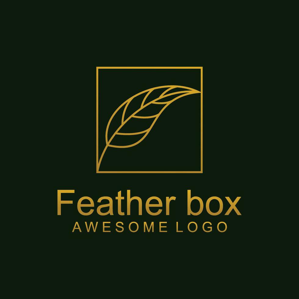 Luxury Feather box line logo illustration vector