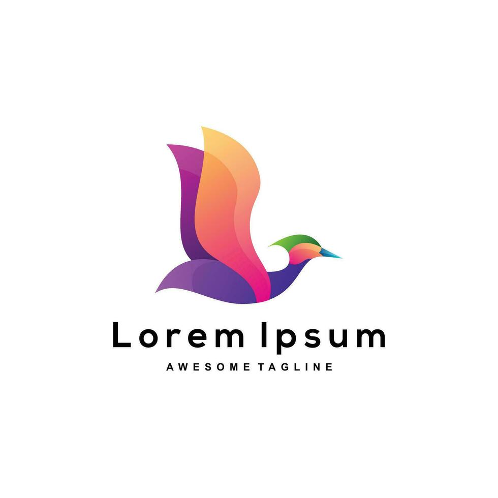 Bird fly gradient logo design color vector