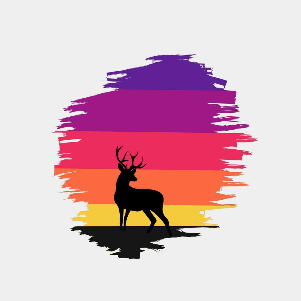 vector of lost deer with sunset scenery perfect for print,etc