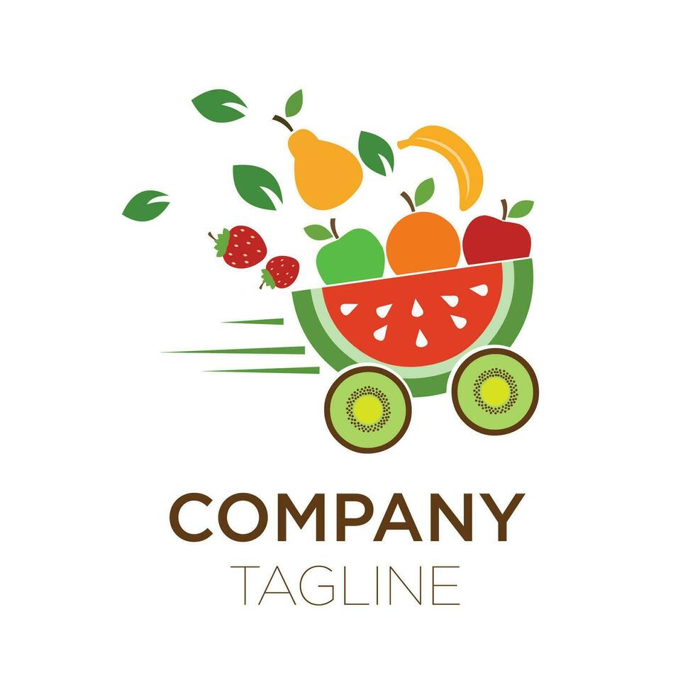 deliver fruit logo vector