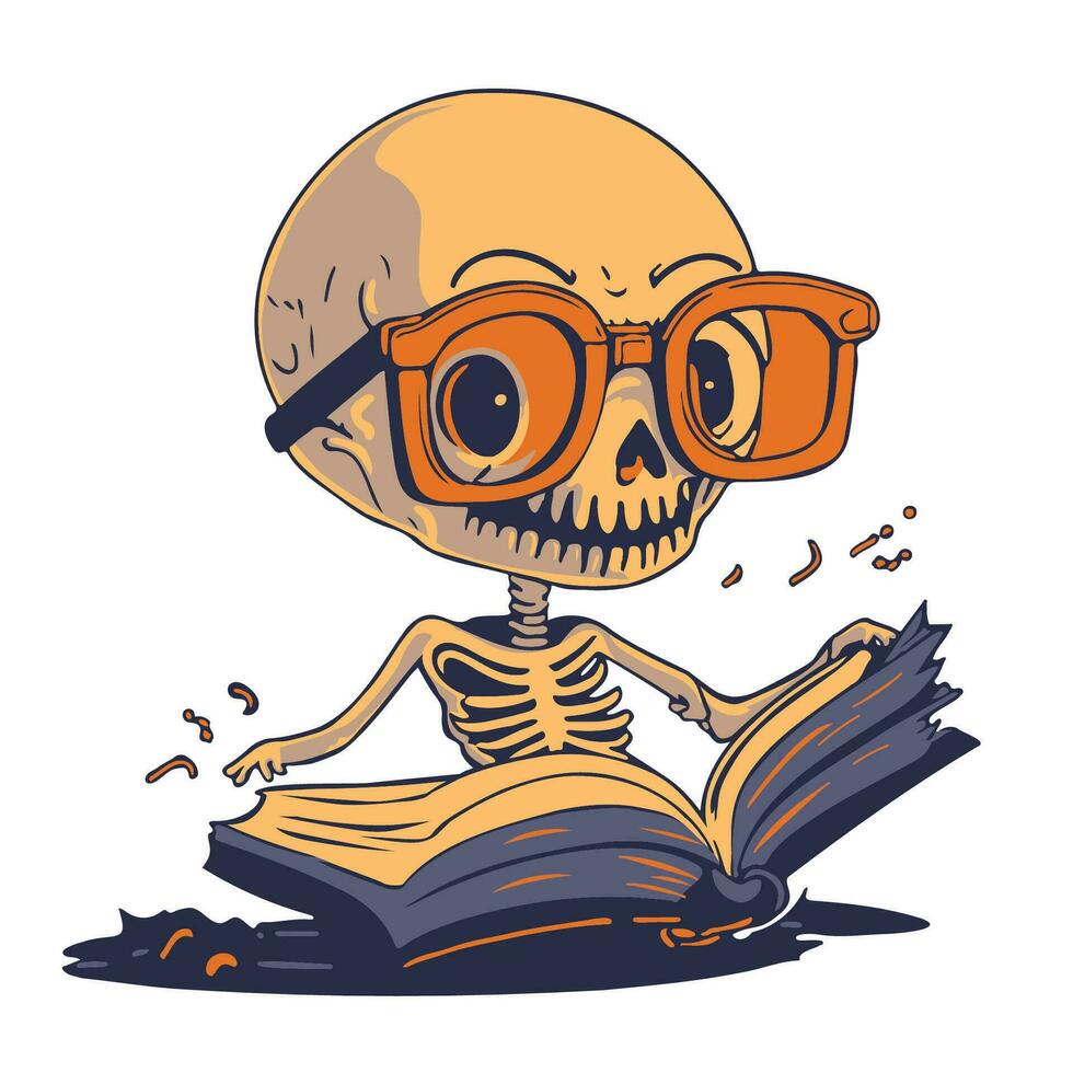 Skeleton reading book vector