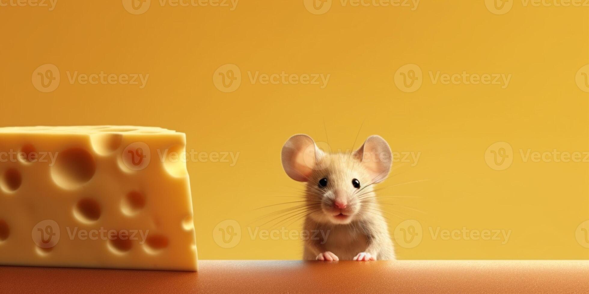 Little mouse and cheese cartoon animation, AI Generated photo