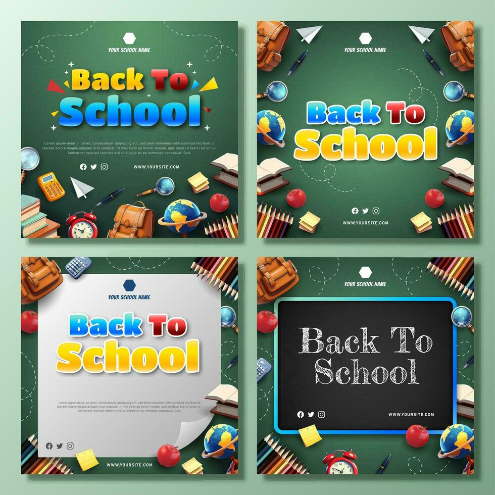 Back To School Background and banner with book, bag, pencil and many stuff for kids vector