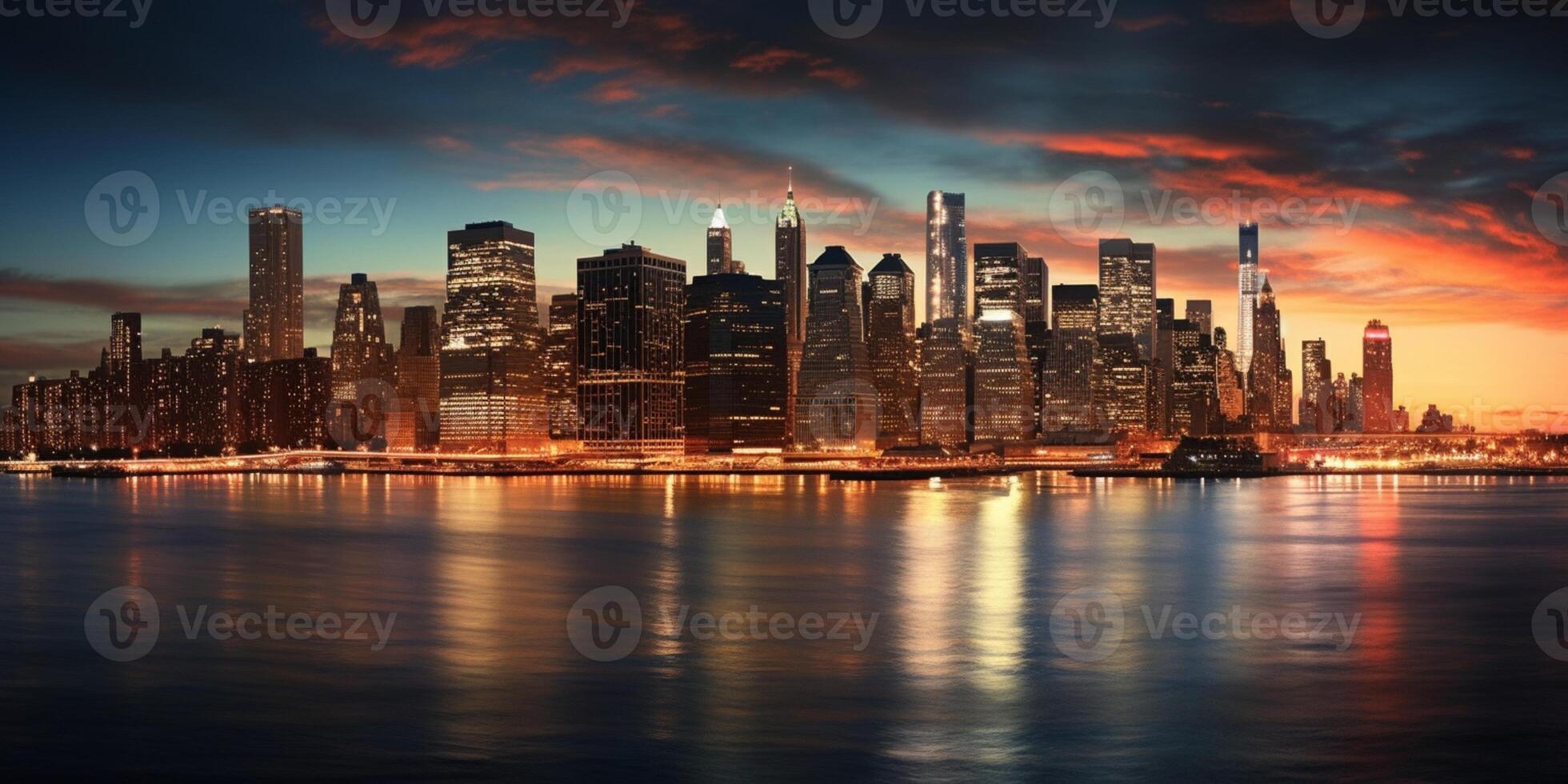 Stunning City Skyline building and clouds Background. AI Generated photo